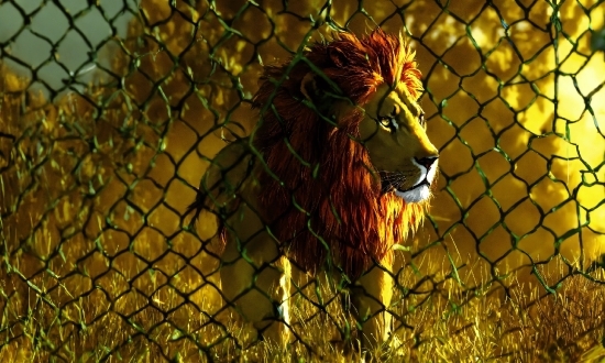 Felidae, Fence, Carnivore, Mesh, Big Cats, Lion