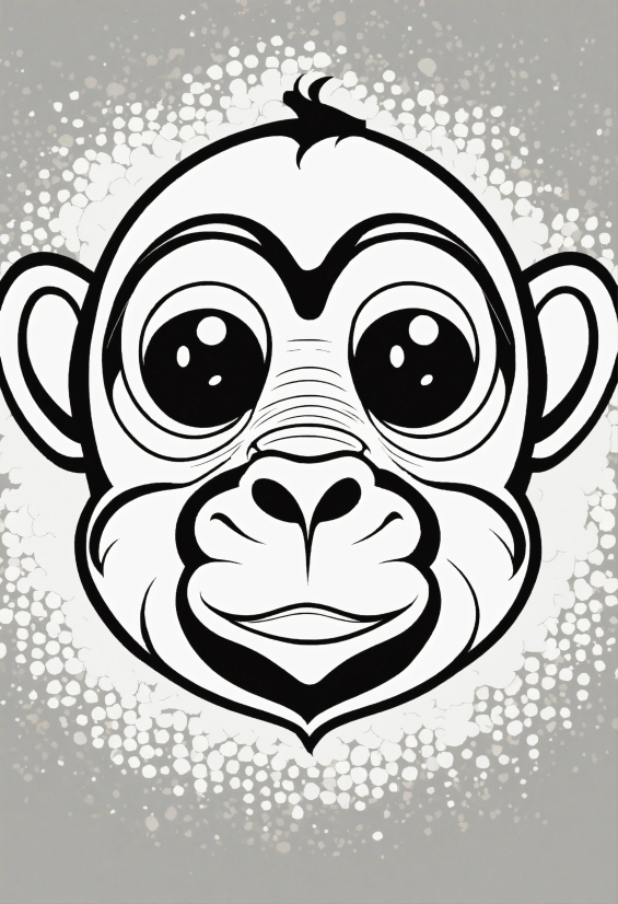 Primate, Facial Expression, Font, Art, Whiskers, Symmetry