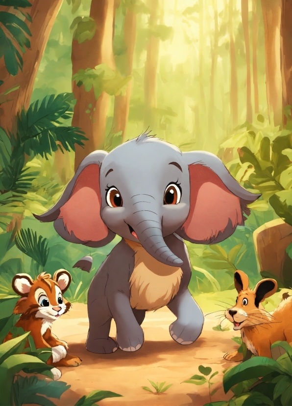 Elephant, Plant, Cartoon, Vertebrate, Botany, Natural Environment