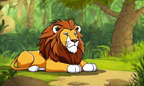 Plant, Cartoon, Felidae, Carnivore, Lion, Organism