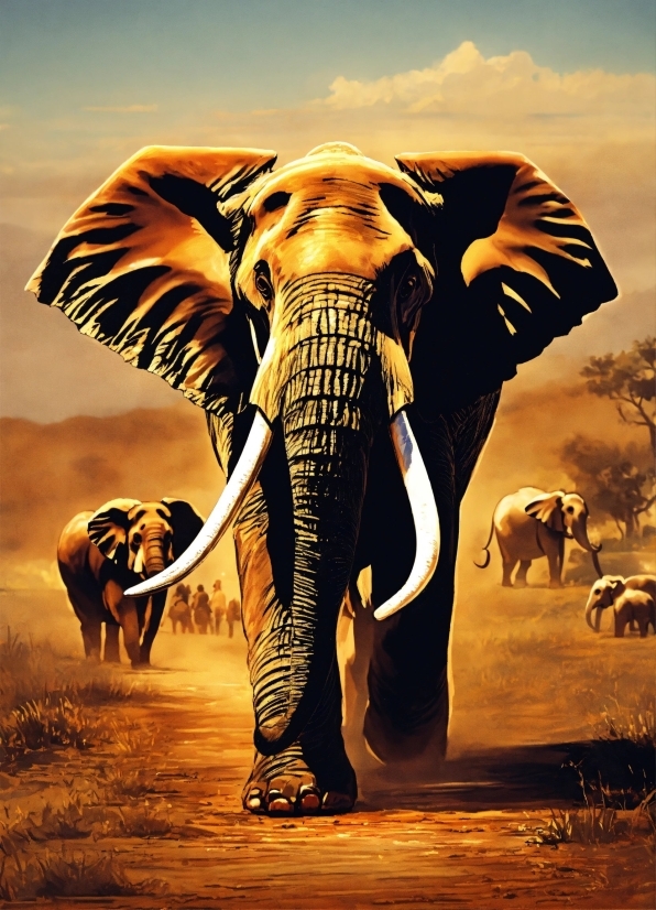 Sky, Elephant, Cloud, Ecoregion, Vertebrate, Nature