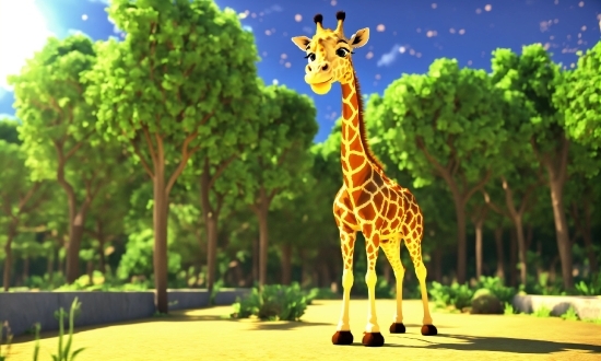 Giraffe, Giraffidae, Plant, Green, Tree, Branch