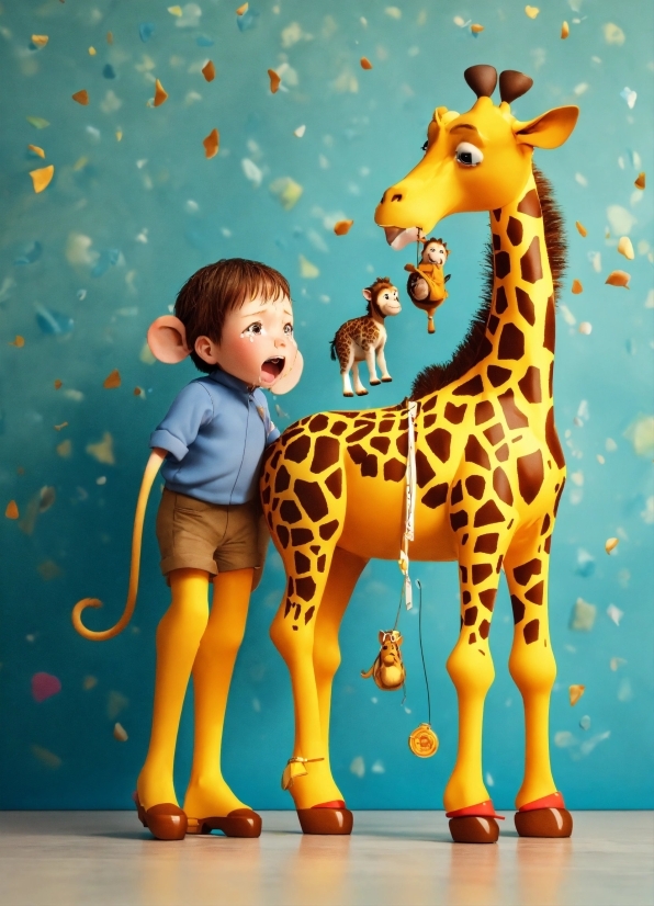 Giraffe, Giraffidae, Organism, Standing, Happy, Fawn