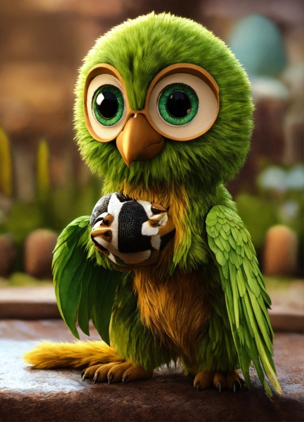 Toy, Beak, Organism, Feather, Grass, Owl