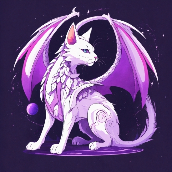 Mythical Creature, Purple, Carnivore, Cartoon, Pink, Art