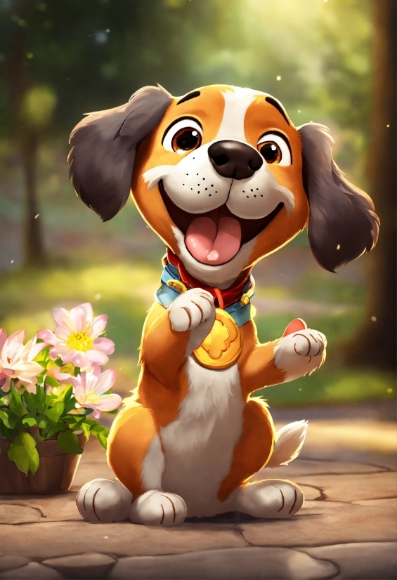 Dog, Plant, Flower, Smile, Flowerpot, Carnivore