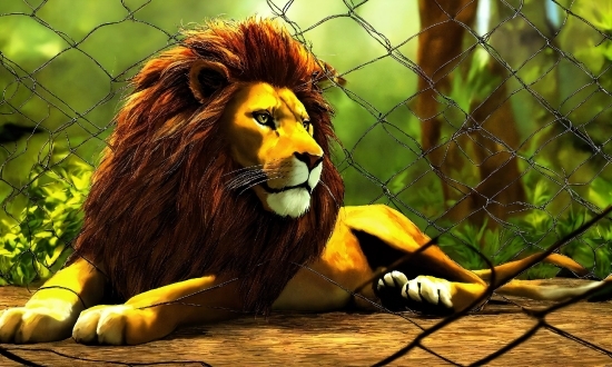 Fence, Felidae, Masai Lion, Organism, Carnivore, Plant