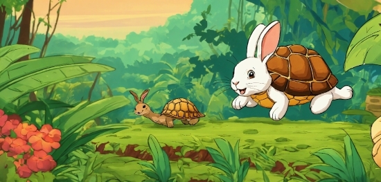 Vertebrate, Cartoon, Rabbit, Organism, Grass, Mammal