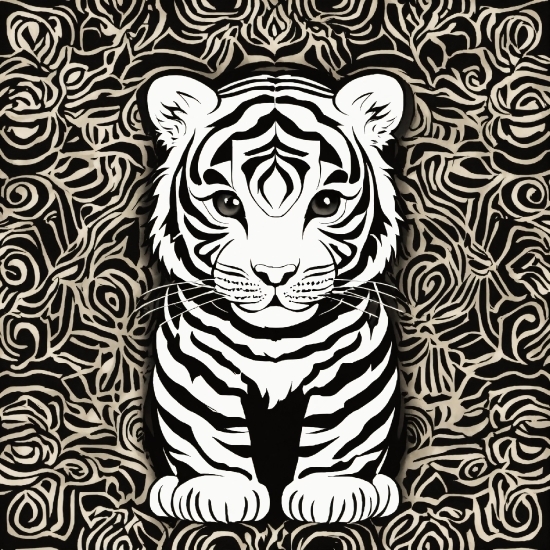 White, Felidae, Rectangle, Carnivore, Organism, Blackandwhite