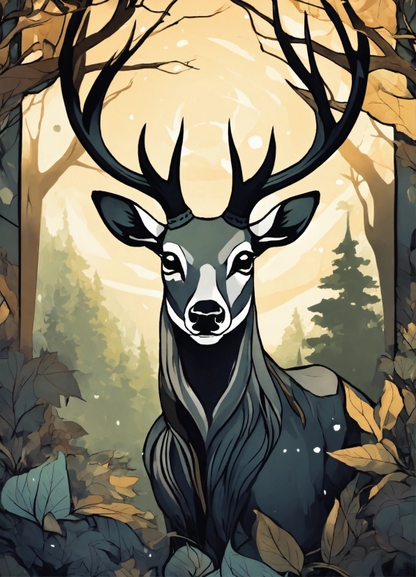 Vertebrate, Organism, Mammal, Elk, Art, Deer