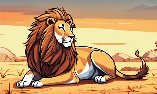 Cartoon, Felidae, Lion, Carnivore, Big Cats, Painting