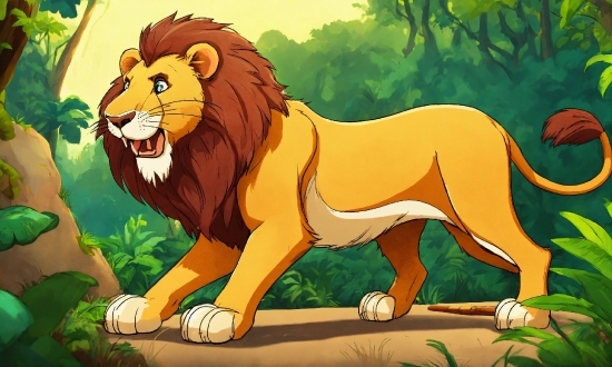 Felidae, Carnivore, Cartoon, Lion, Grass, Big Cats