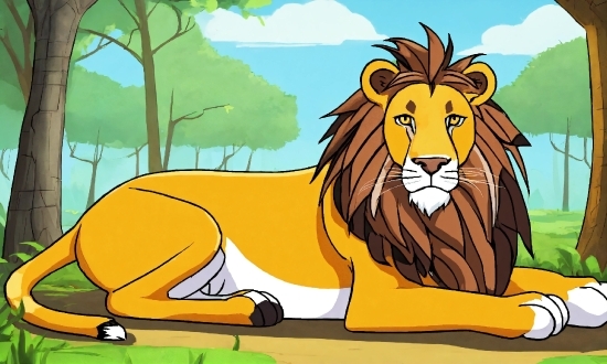 Cartoon, Felidae, Lion, Carnivore, Painting, Big Cats