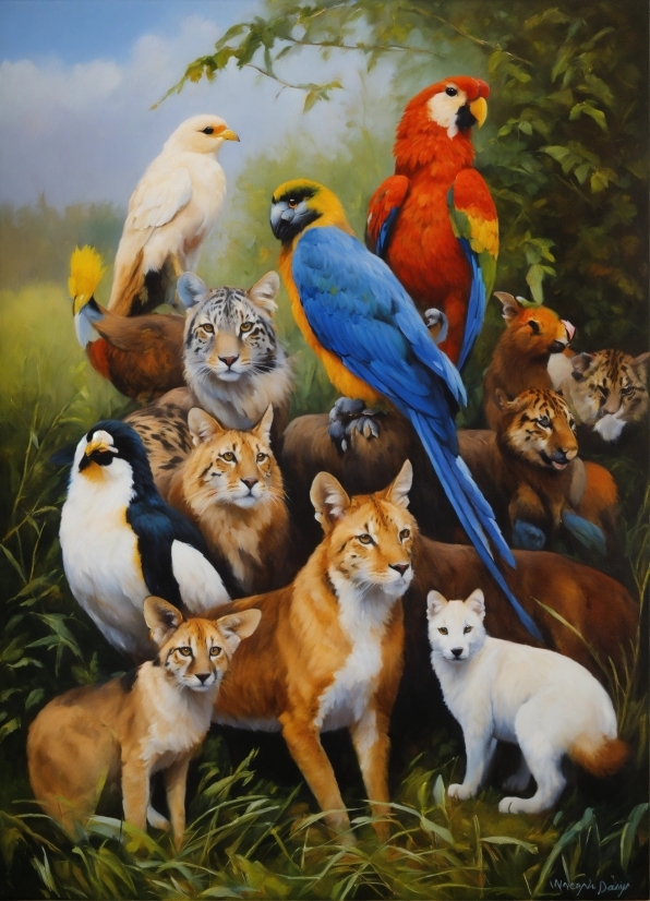 Bird, Vertebrate, Organism, Beak, Painting, Fawn