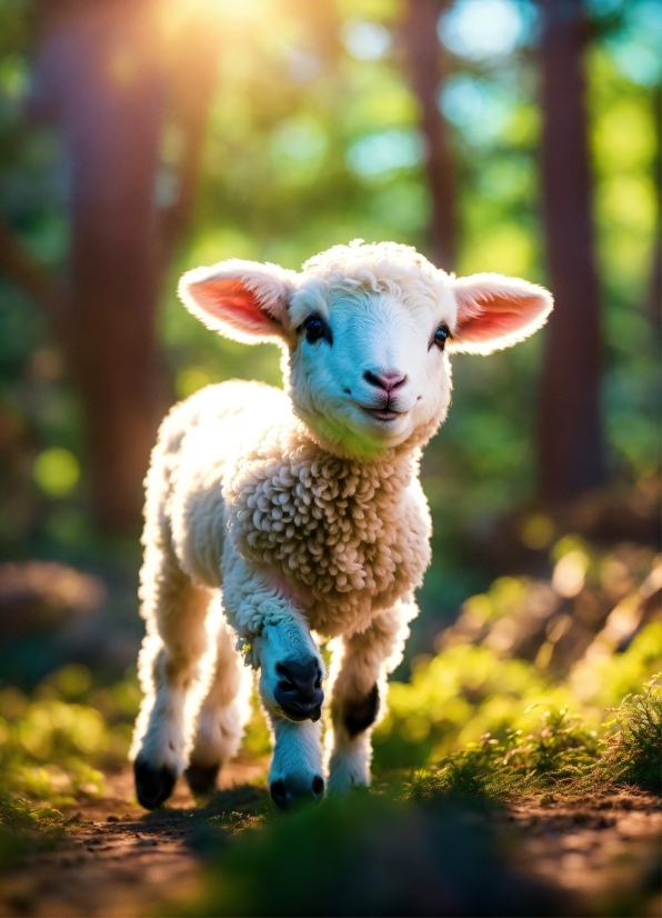 Plant, Grass, Happy, Fawn, Sheep, Landscape