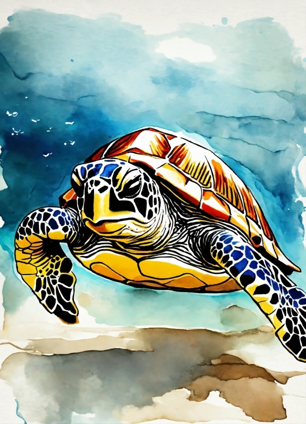 Reptile, Organism, Paint, Art, Painting, Turtle