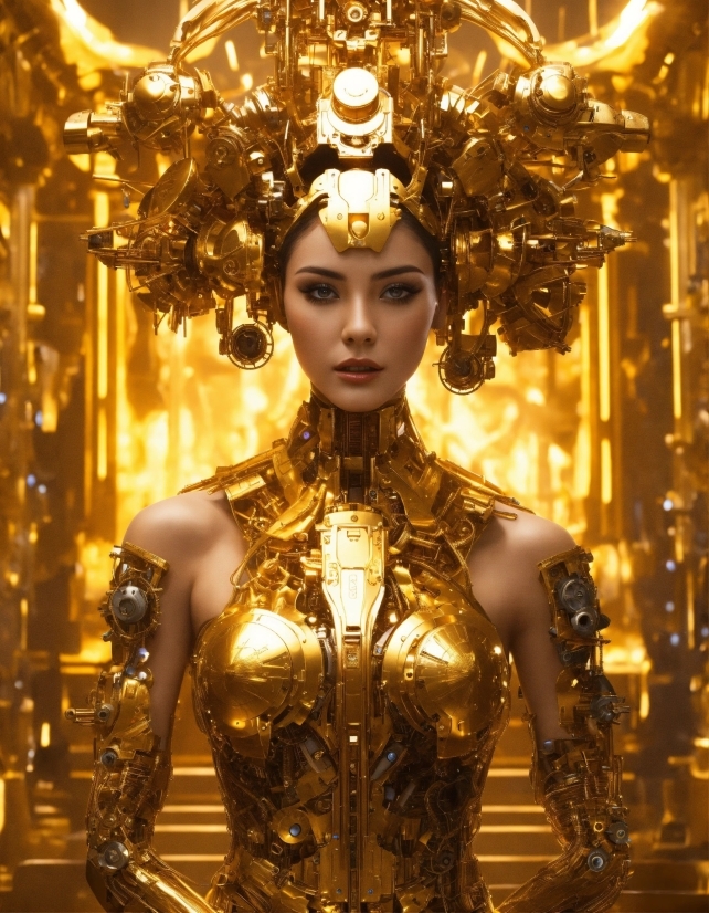 Head, Light, Gold, Lighting, Fashion Design, Event