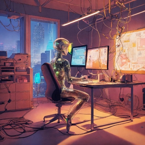 Computer, Personal Computer, Interior Design, Art, Table, Computer Monitor