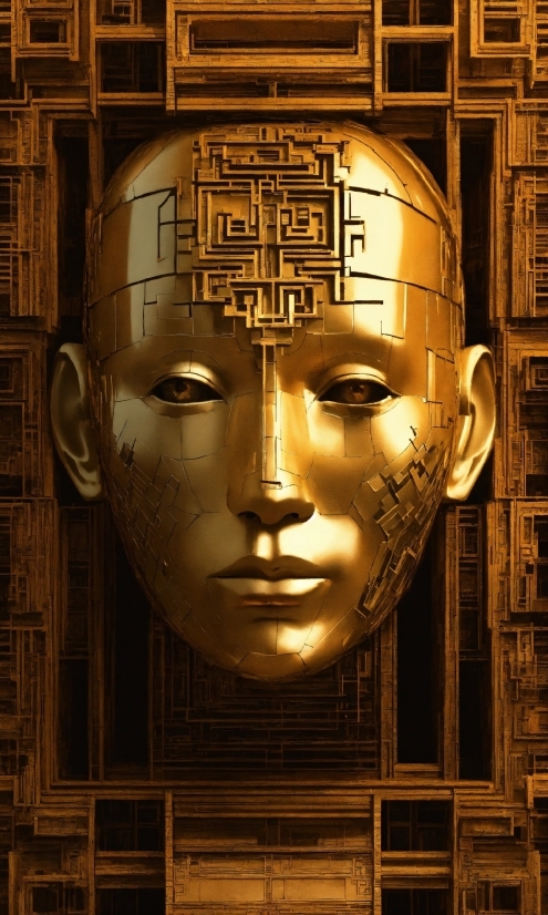 Head, Chin, Gold, Amber, Art, Symmetry