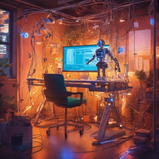 Plant, Interior Design, Entertainment, Personal Computer, Table, Houseplant