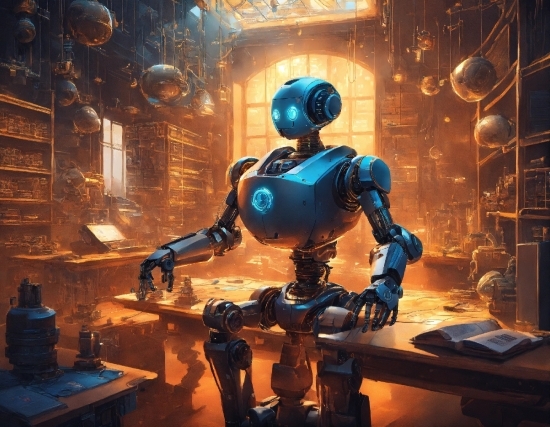 Art, Machine, Space, Electric Blue, Mecha, Table