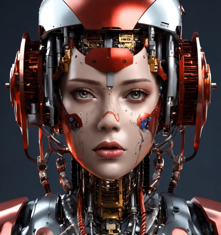 Head, Helmet, Cartoon, Red, Eyelash, Black Hair