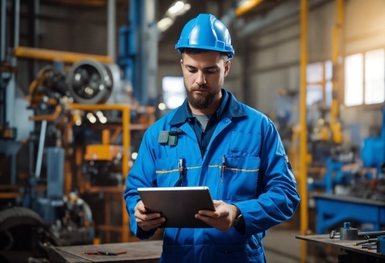 Workwear, Hard Hat, Blue, Helmet, Tradesman, Engineer