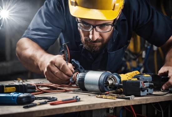 Hand, Workwear, Safety Glove, Helmet, Yellow, Engineer