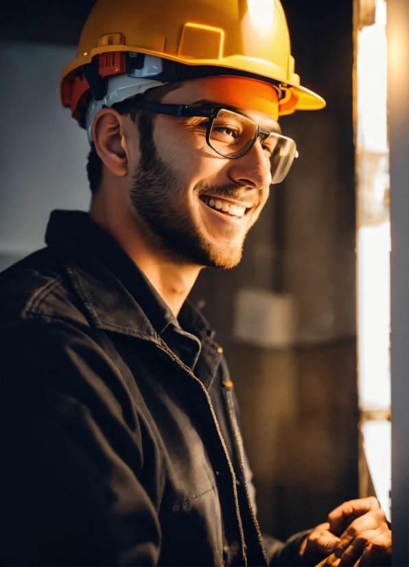 Glasses, Smile, Helmet, Hard Hat, Vision Care, Workwear