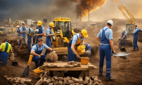 Workwear, Hard Hat, Vehicle, Wood, Vest, Pollution