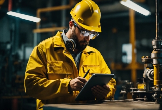 Helmet, Workwear, Hard Hat, Engineer, Yellow, Headgear