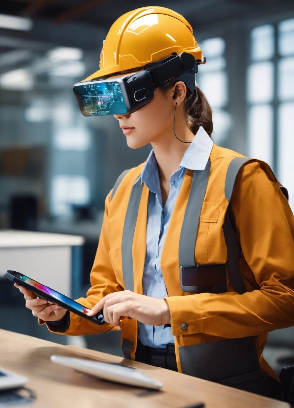 Helmet, Workwear, Hard Hat, Sunglasses, Goggles, Gesture