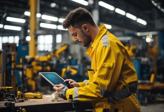 Computer, Workwear, Yellow, Desk, Engineering, Personal Computer