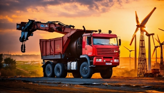 Wheel, Tire, Vehicle, Sky, Windmill, Cloud