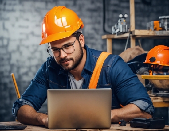 Glasses, Computer, Hard Hat, Helmet, Personal Computer, Workwear