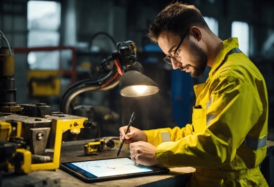 Glasses, Workwear, Engineer, Drill Presses, Yellow, Safety Glove