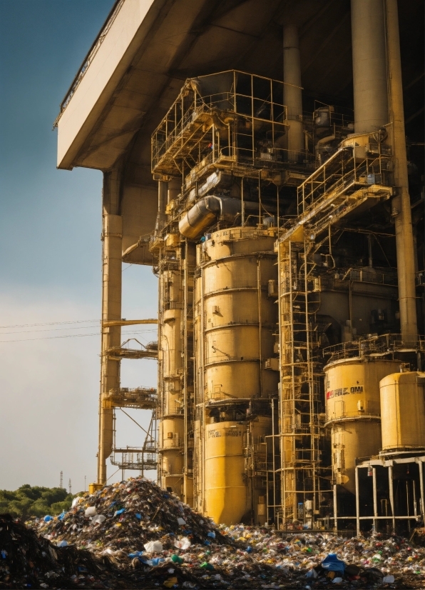 Silo, Sky, Yellow, Industry, Engineering, Gas