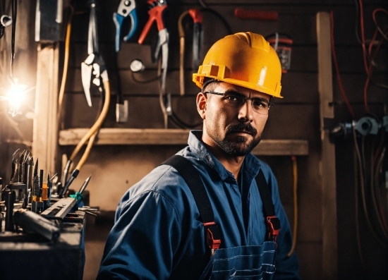 Glasses, Hard Hat, Helmet, Workwear, Tradesman, Engineer