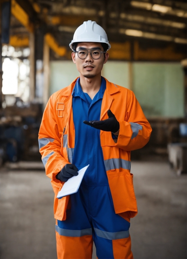 Workwear, Hard Hat, Highvisibility Clothing, Orange, Sleeve, Engineer