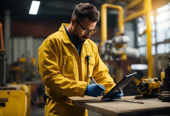 Workwear, Yellow, Table, Engineer, Engineering, Safety Glove