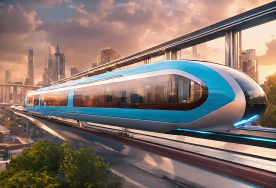 Train, Cloud, Sky, Vehicle, Plant, Rolling Stock