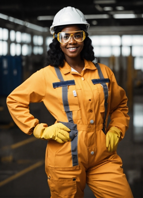 Smile, Helmet, Workwear, Glove, Sleeve, Hard Hat