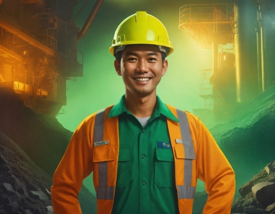 Smile, Workwear, Outerwear, Hard Hat, Helmet, Highvisibility Clothing