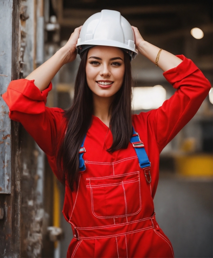 Smile, Glove, Helmet, White, Muscle, Workwear