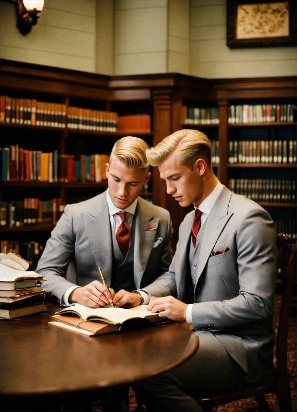 Furniture, Table, Bookcase, Shelf, Tie, Coat