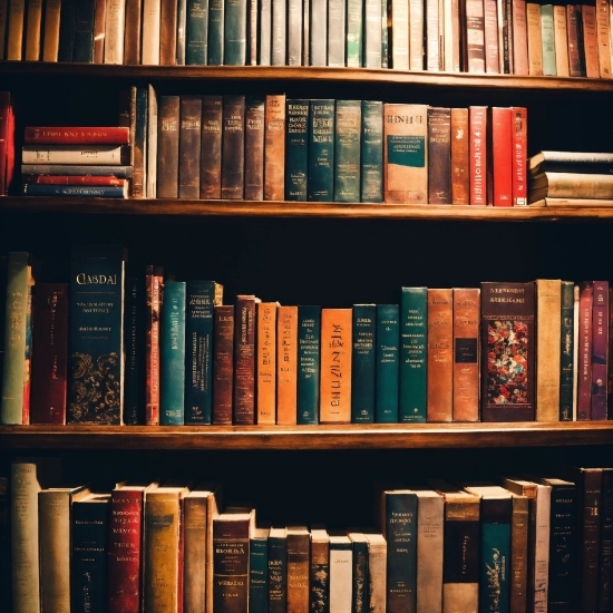 Bookcase, Shelf, Furniture, Book, Light, Publication