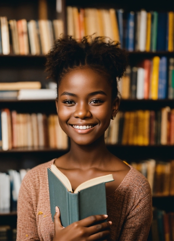 Smile, Head, Shelf, Bookcase, Happy, Book