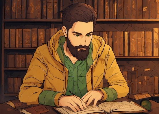 Cartoon, Table, Beard, Office Supplies, Games, Writing Implement