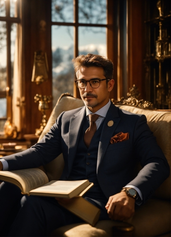 Glasses, Dress Shirt, Tie, Collar, Flash Photography, Eyewear