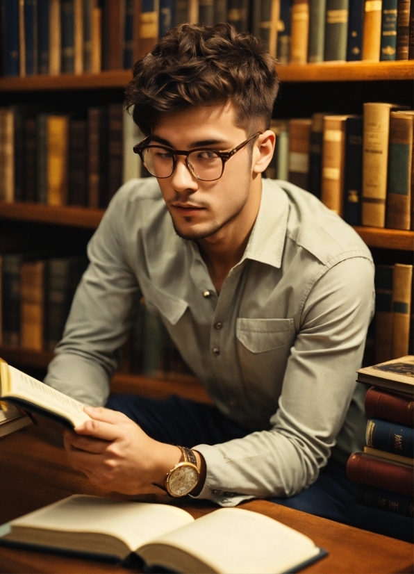 Glasses, Watch, Bookcase, Vision Care, Shelf, Book